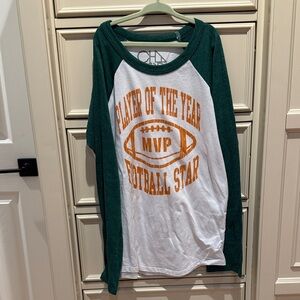 Boys SZ 14 CHASER Green and White Football Star Kids Shirt